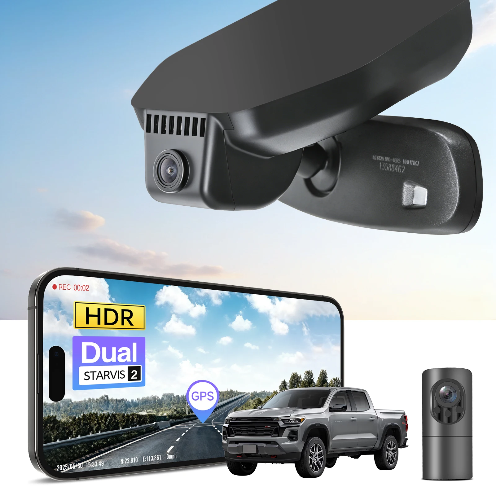 Câmera Veicular 4K STARVIS 2 Sensor Dash Cam para Chevy Colorado 2ª Geração 2015-2022 e 3ª Geração Colorado 2023-2026, Plug and Play