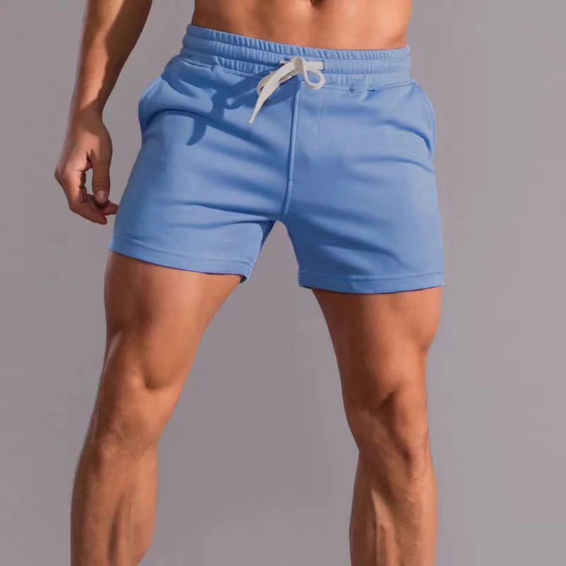 Fitness sports shorts for men summer American Cotton gray running training leisure stretch squat three-quarter pants for men