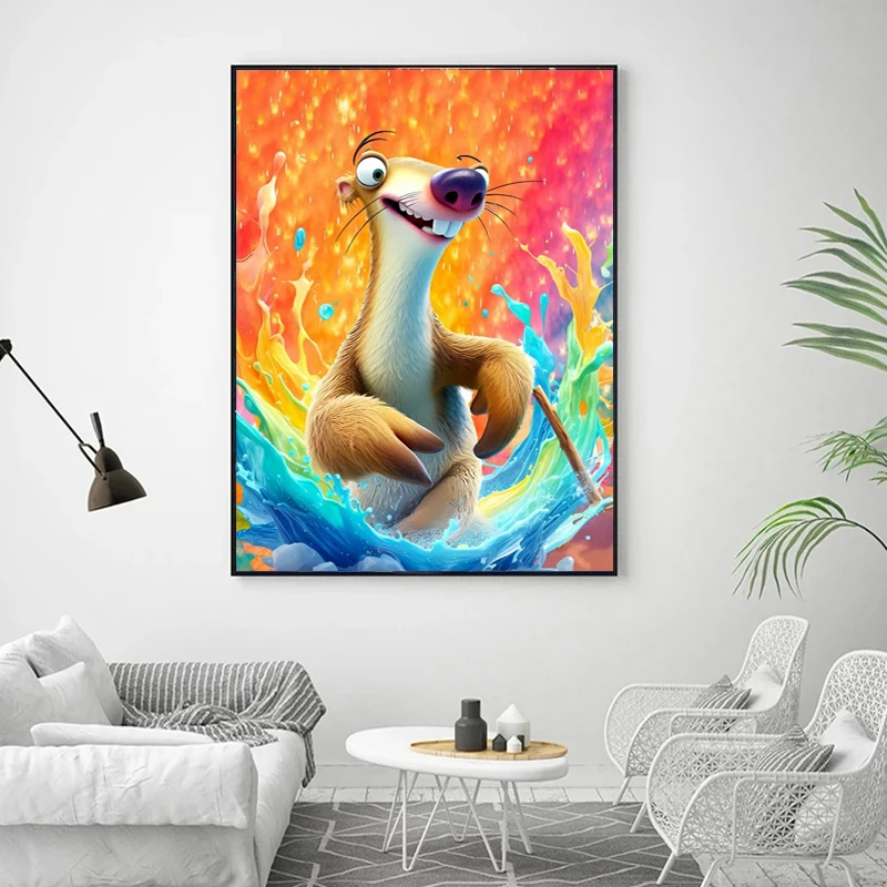 DIY Diamond Embroidery Sloth 2024 New Fairy Dust Painting Animal Picture of Rhinestones 5D Crystal Mosaic Cartoon Kid Room Decor