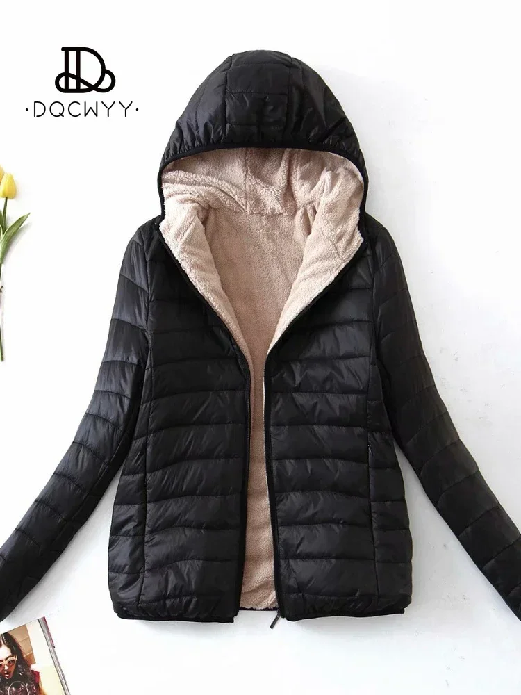 Women\'s Jacket Cotton New In Korean Fashion Hooded Slim Add Plush Parkas Keep Warm Winter Women\'s Cold Coat Solid Casual Tops