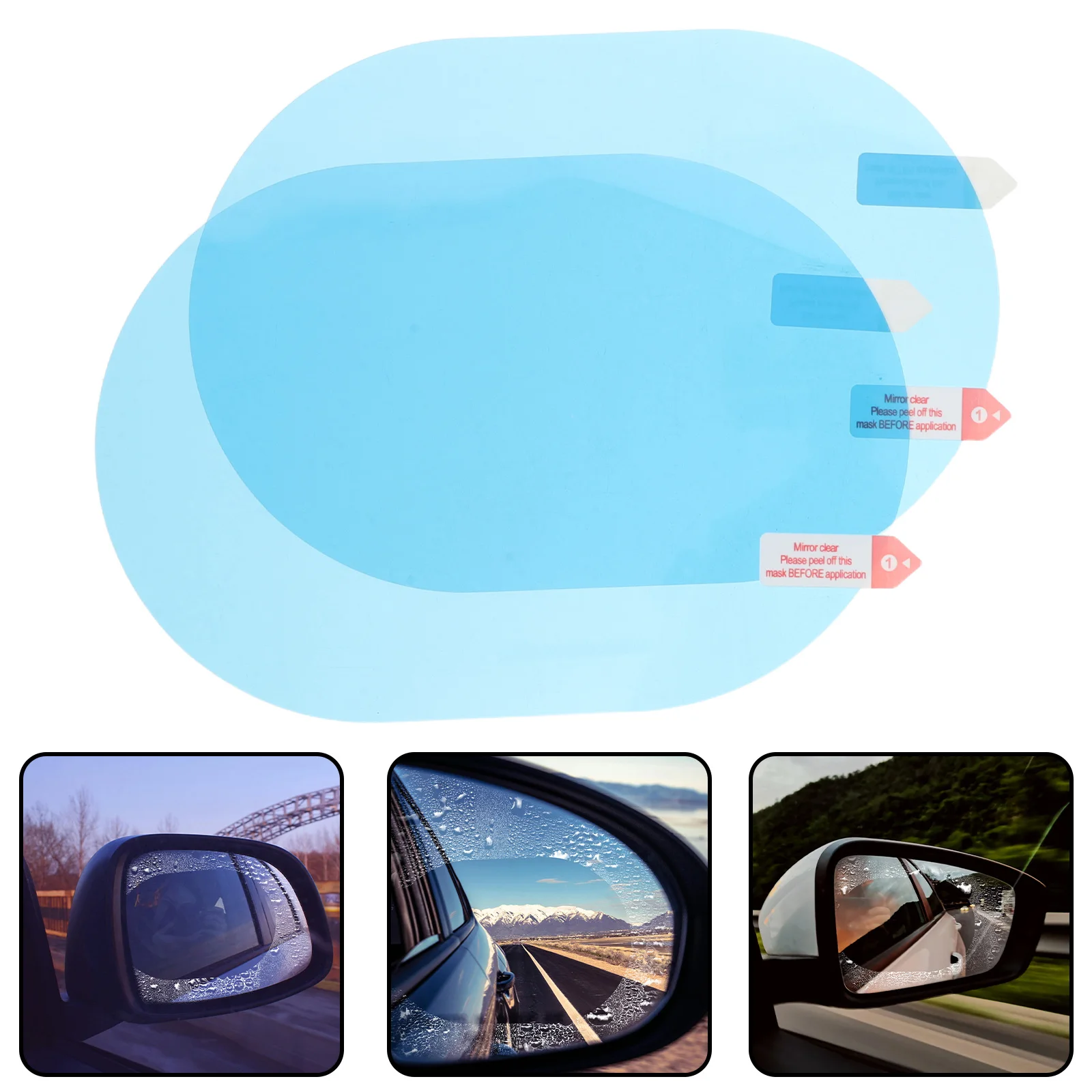

2pcs Rearview Mirror Rainproof Film 5.7Inchx3.93Inch Waterproof Anti-Fog Coating For Car Side Windows Universal Fit Trucks Suvs