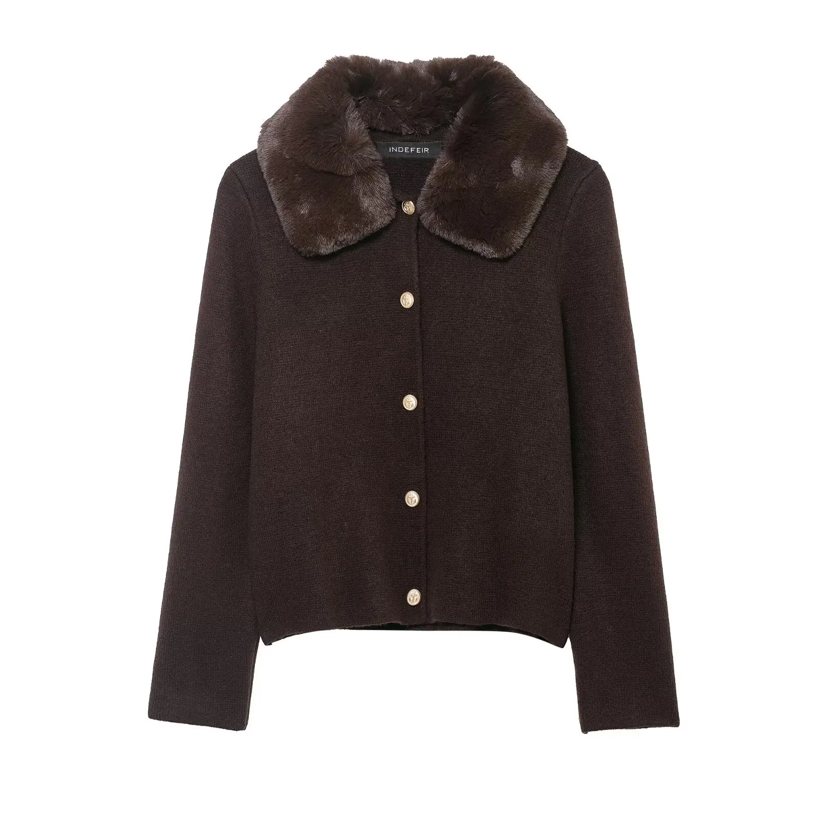 

2025 Faux Fur Collar Knit Cardigan Elegant, Fashionable, New Style, Comfortable Office Wear, Casual, Versatile, Vintage, Sexy Ou