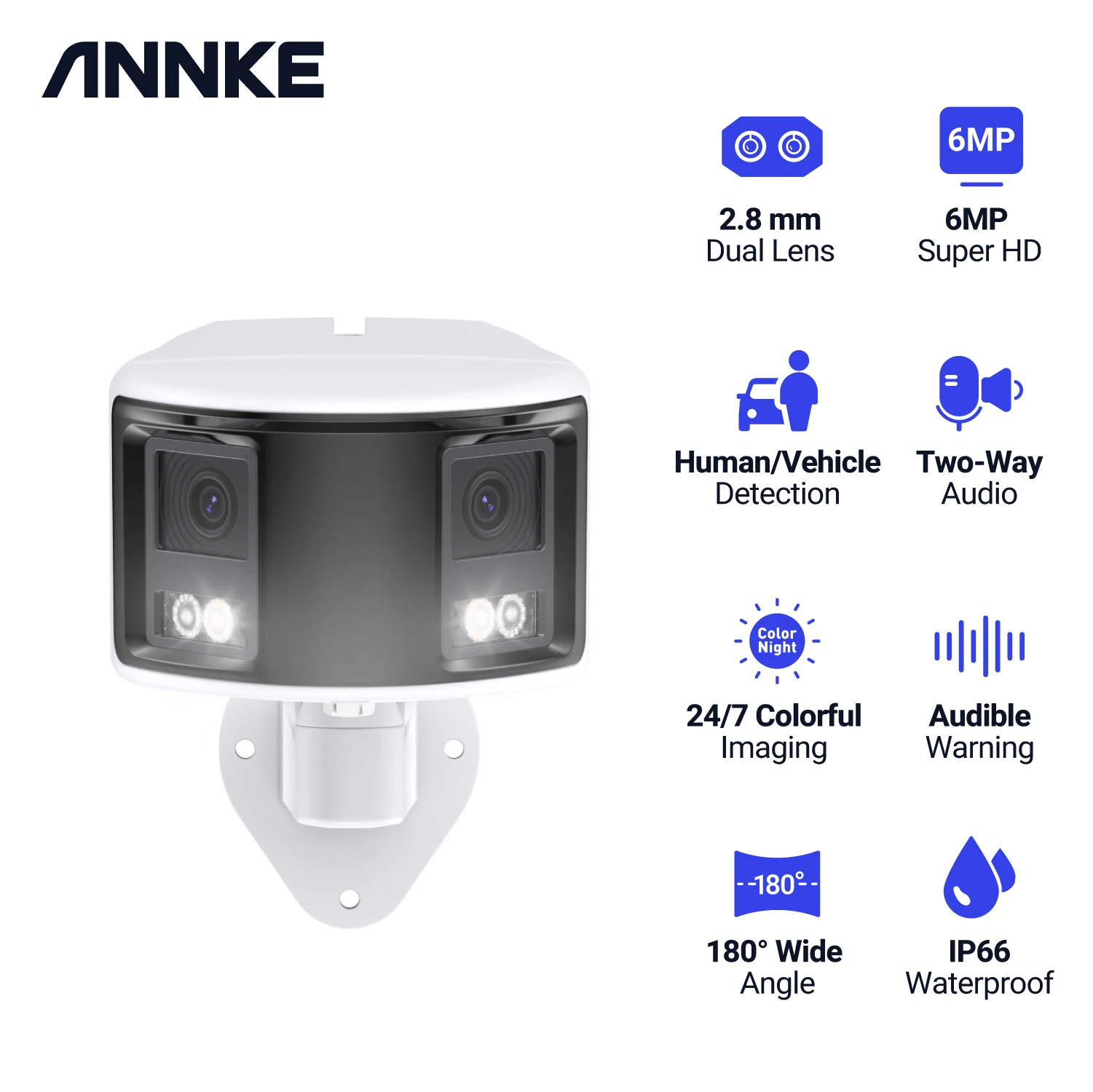 ANNKE 6MP Duo Dual Lens Camera Two Way Audio 180 Degree CCTV Security IP Camera Human Detection 265 + Video Surveillance Outdoor