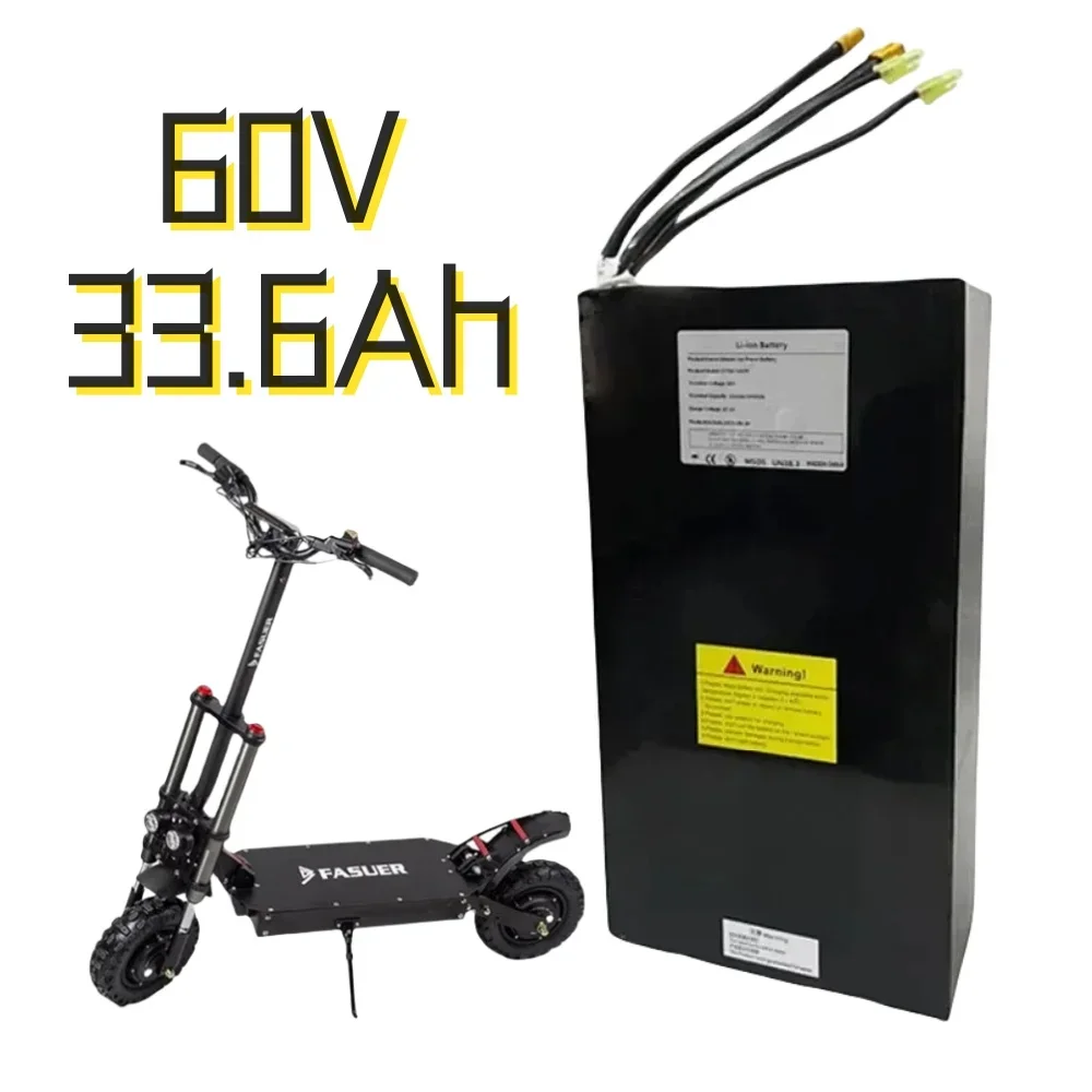 100% nuevo paquete de batería de litio recargable 16S7P 60V 33600mAh 21700 adecuado para batería de Scooter de doble accionamiento, con BMS