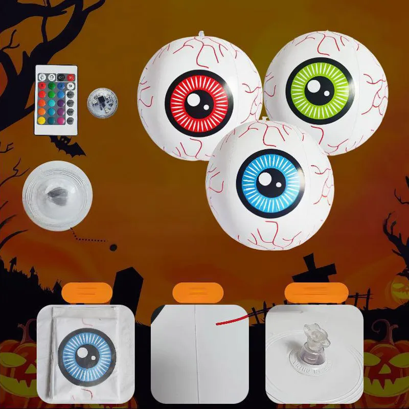 نفخ هالوين مرعبة العين مضيئة حديقة الطرف الديكور البلاستيكية معلقة هالوين حزب بار مسكون ديكورات منزلية
