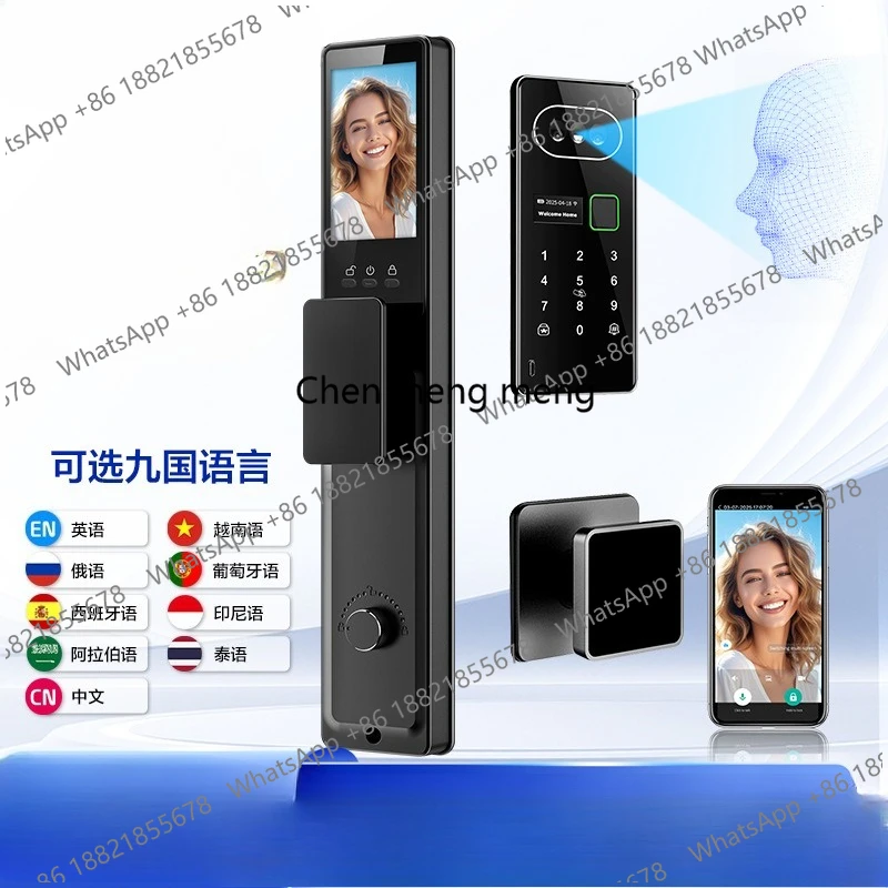 Ultra-thin split embedded facial recognition smart door lock Multi-language automatic anti-theft fingerprint lock