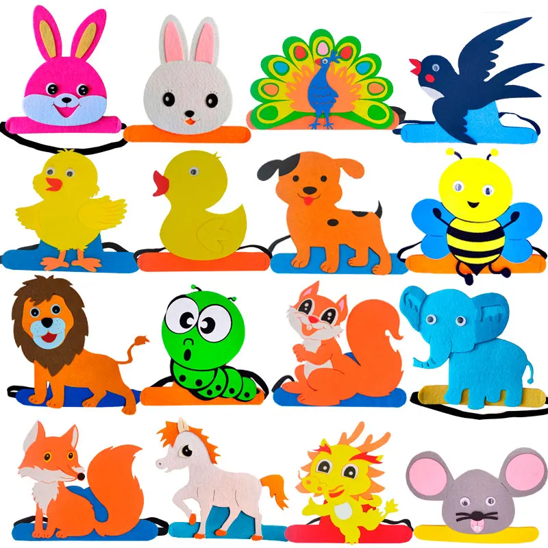 

Children's Day Cartoon Animal Headwear Hats Dog Pig Mouse Mask Props Kindergarten Performance Accories Par Decorations