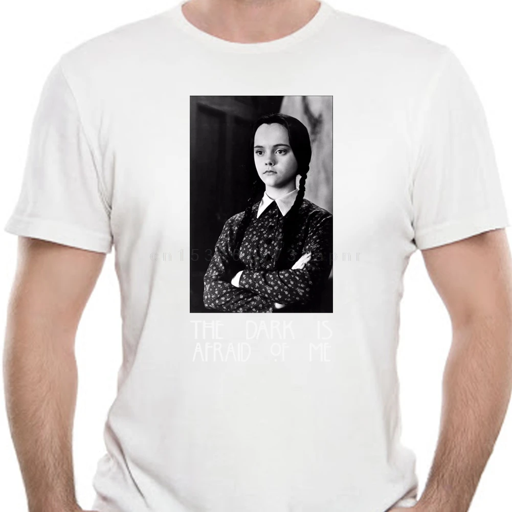 T-shirt Men Tshirt The Dark Is Afraid Of Me Wednesday Addams Family Halloween Unisex T Shirt Men Men Clothing