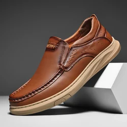 Men's casual leather shoes spring and summer fashion outdoor soft soles comfort shoes business dress leather shoes Driving shoes