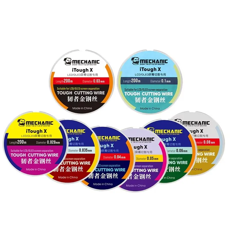 MECHANIC 고경도 특수 강철 와이어, 휴대폰 LCD OLED 스크린 절단 분리선 수리 도구 0.028mm - 0.1mm x 200m