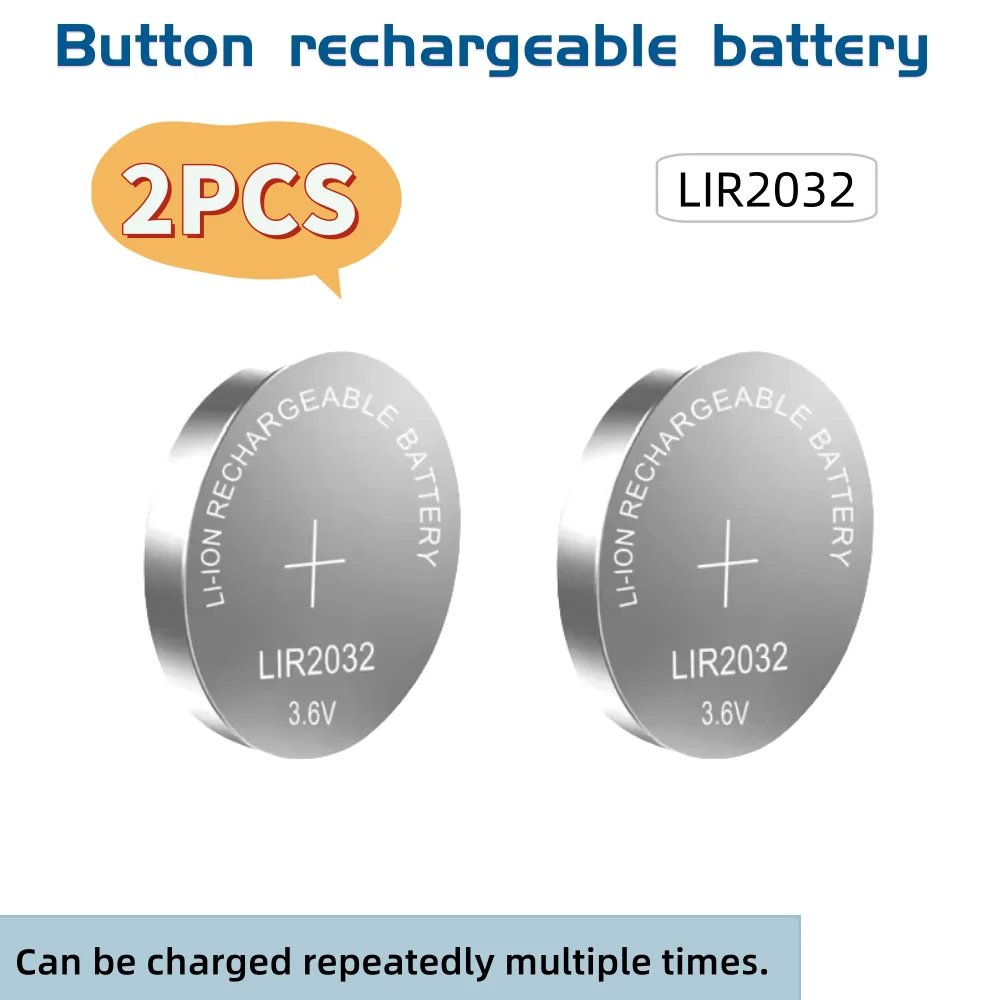 2-10PCS LIR2032 Rechargeable Lithium Battery 2032 Charging Can Replace 3.6V 40mAh CR2032 for Watches Coin Battery