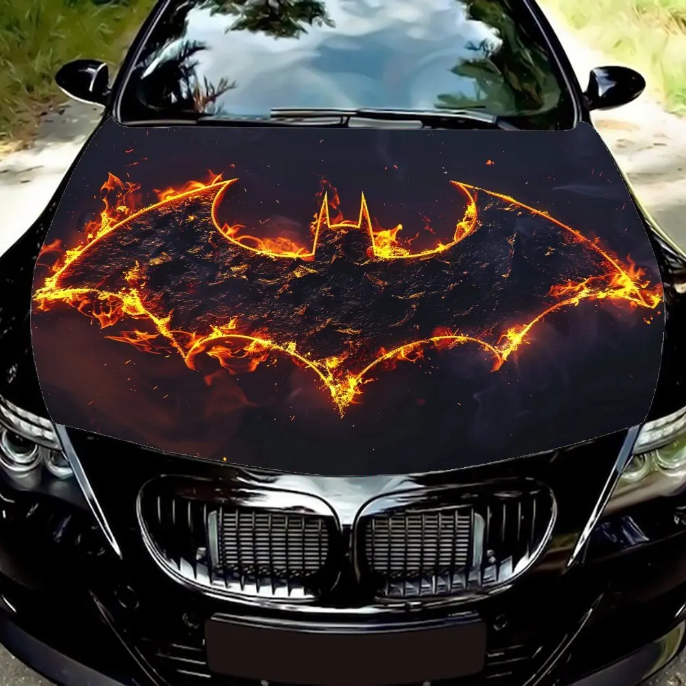 

Flaming Bat: Burning Dark Night Symbol Theme Graphics Car Vinyl Wraps, Vinyl Car Hood Graphics Decals, PVC, Vinyl St Graphics, S