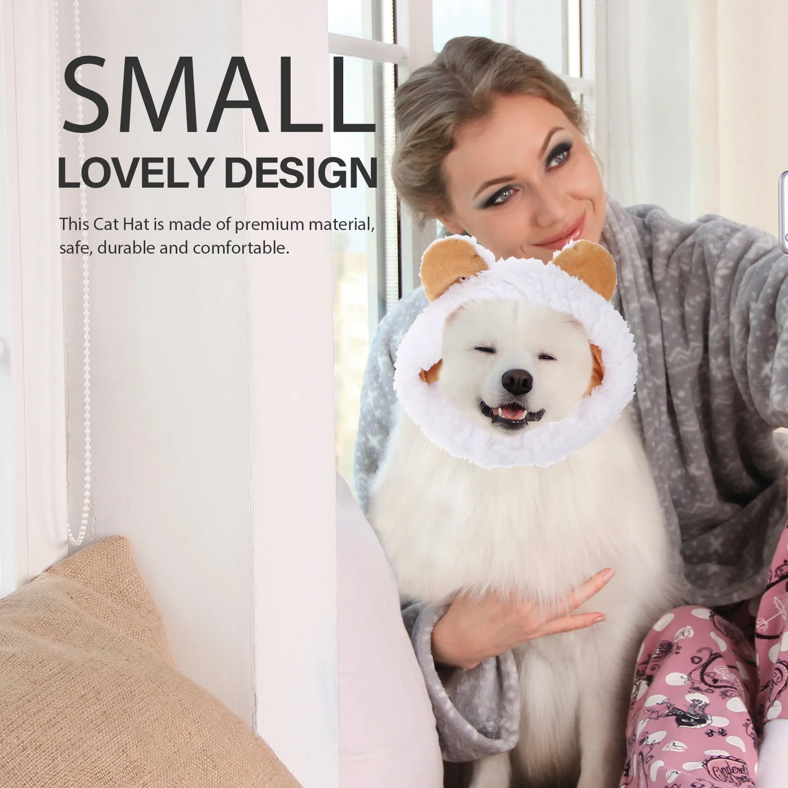 

2Pcs Warm Pet Hat Soft Comfortable Dog Cap with Hook Closure Fashionable Thermal Headwear for Puppy Cat Cold Weather Protection