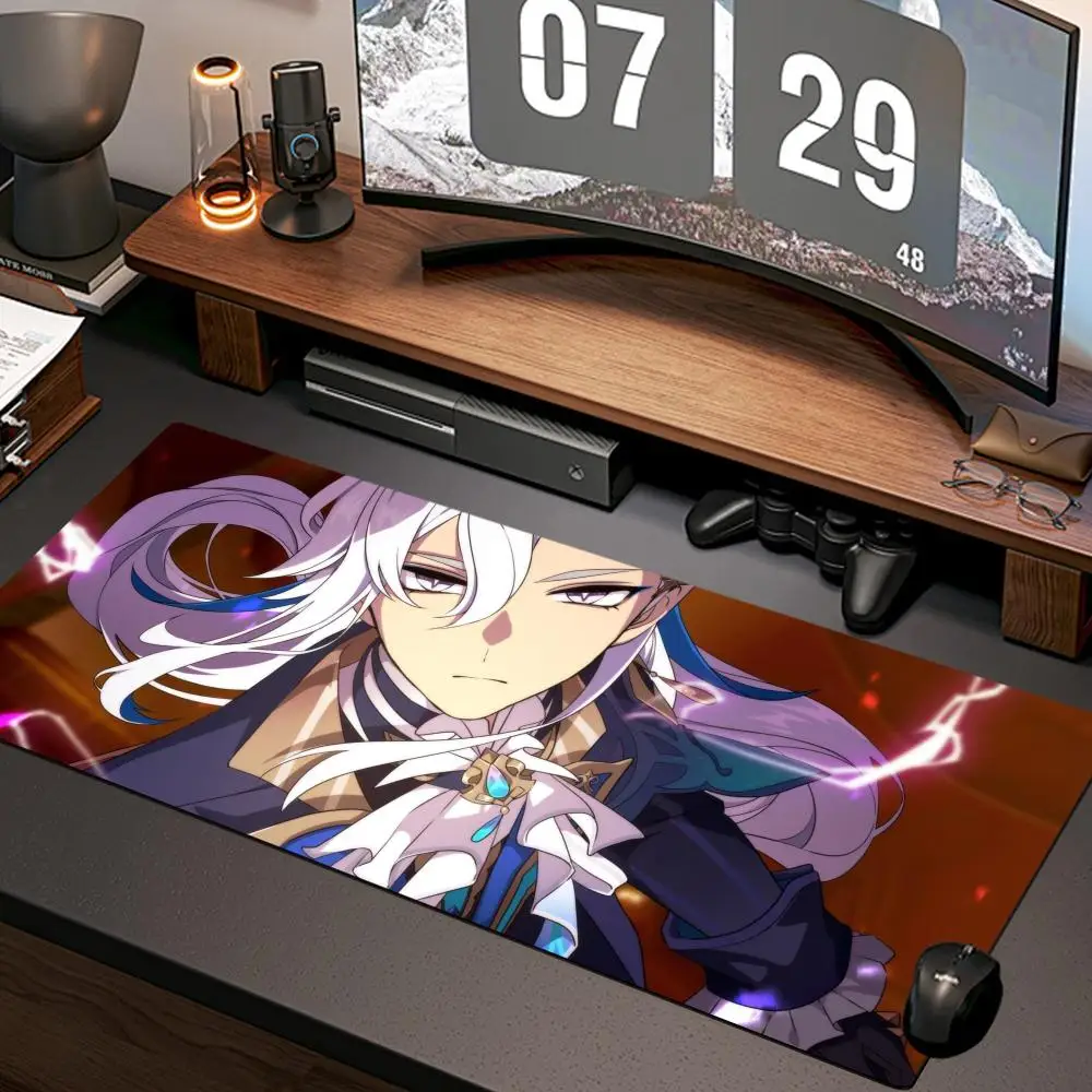 Mouse Pad Neuvillette Genshin Novo para Computador e Casa, Tapete de Mesa XXL em Borracha Natural Antiderrapante para Escritório e Acessórios de Jogos