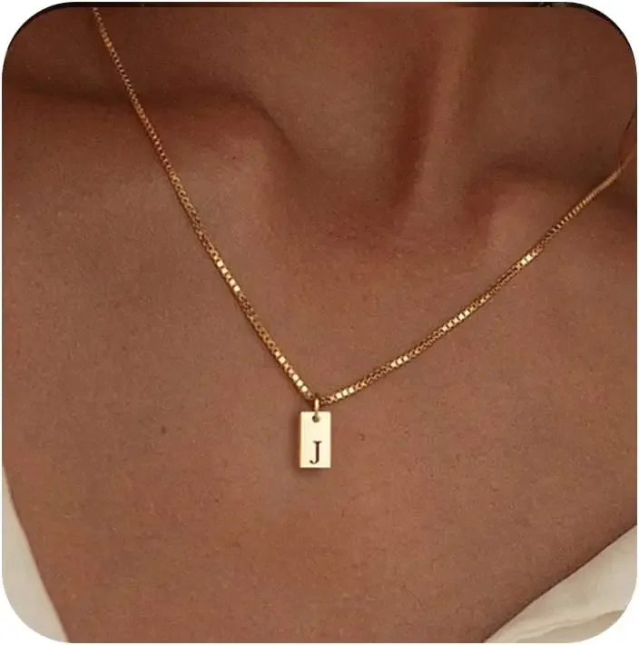 

Initial Necklaces for Women 14K Gold Plated Letter Necklace Dainty Gold Name Necklace Personalized Initial Tag Pendant Necklace