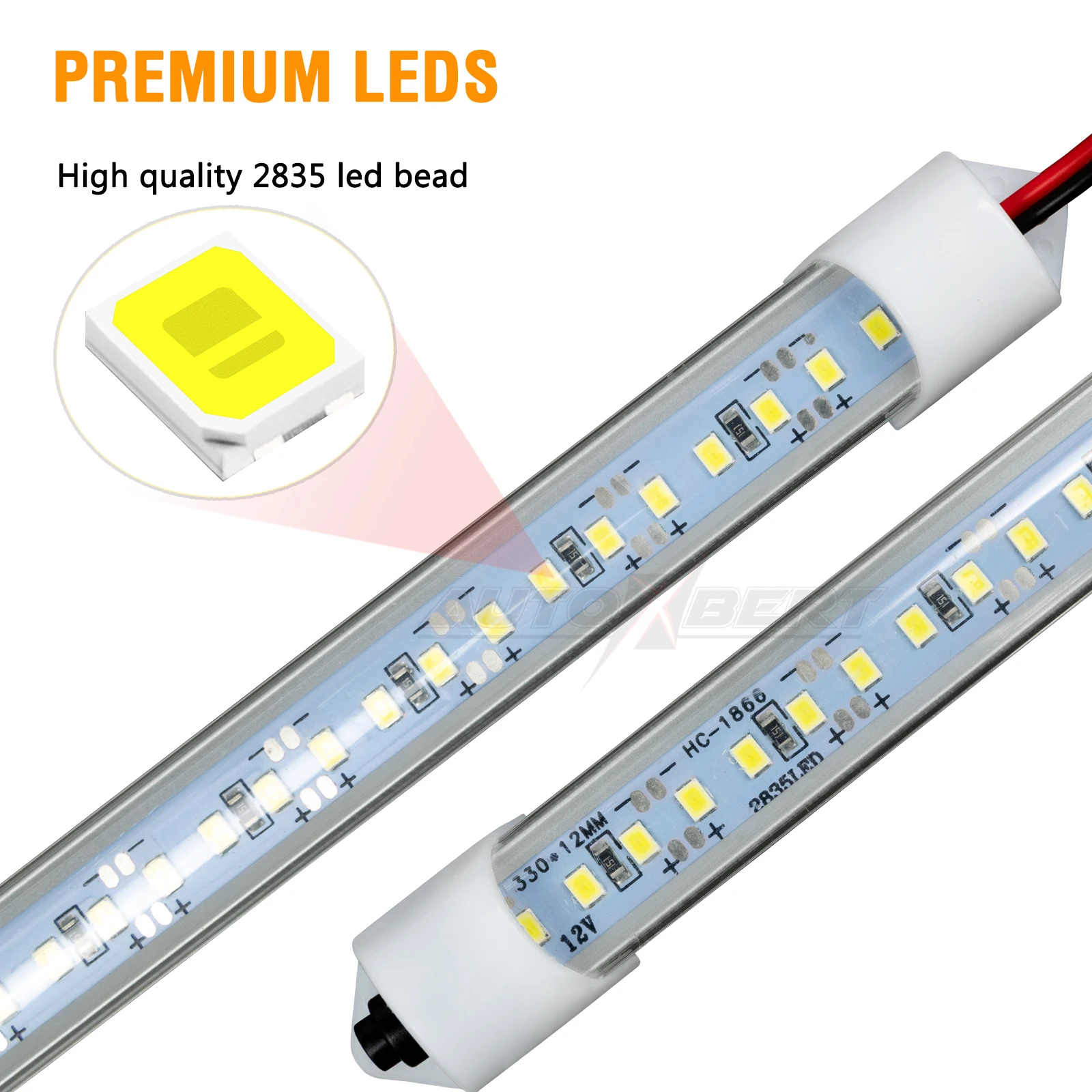 48LED Bar Car Interior Light Lamp Strip Bar On/Off Switch for Van Lorry Camper Caravan Camping Boat Cargo Cabin Lighting Upgrade