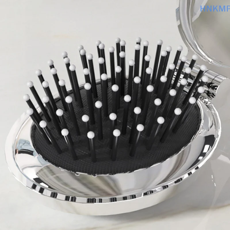 Hair Comb Portable Folding Mirrors Detangle Hair Brush Head Scalp Massage Makeup Mirror Hairdressing Styling Tool Anti Static