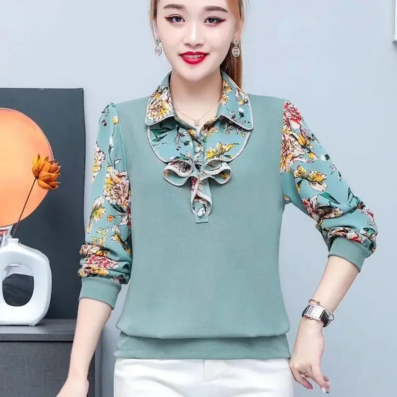 2024 Women's Casual Top Spring and Autumn Long Sleeved Mom's T-shirt Fashion New Full Set Loose Overlay  Shirt M-5XL X730