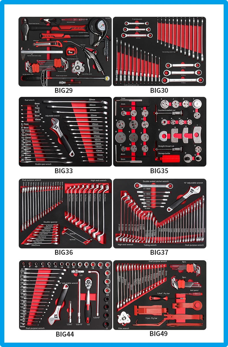 36PCS EVA Foam Tray OEM Professional Double Open End Wrench Chrome Vanadium Double Ring CRV Spanner Combination Wrench Tool Set