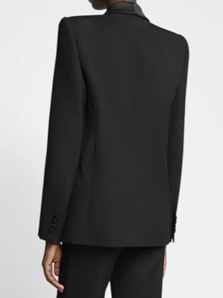 YERMORA 黒スリングルボタンカジュアルブレザー女性のためのラペル長袖ルーズ新ジャケットファッション潮春秋 2025