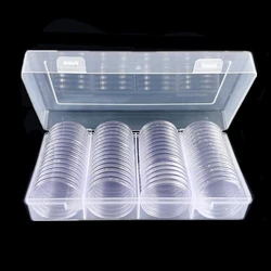 40mm Coin Storage Box Clear Round Plastic Coin Capsule Container Empty Storage Box Holder Case 60Pcs Panda Coin Round Boxes