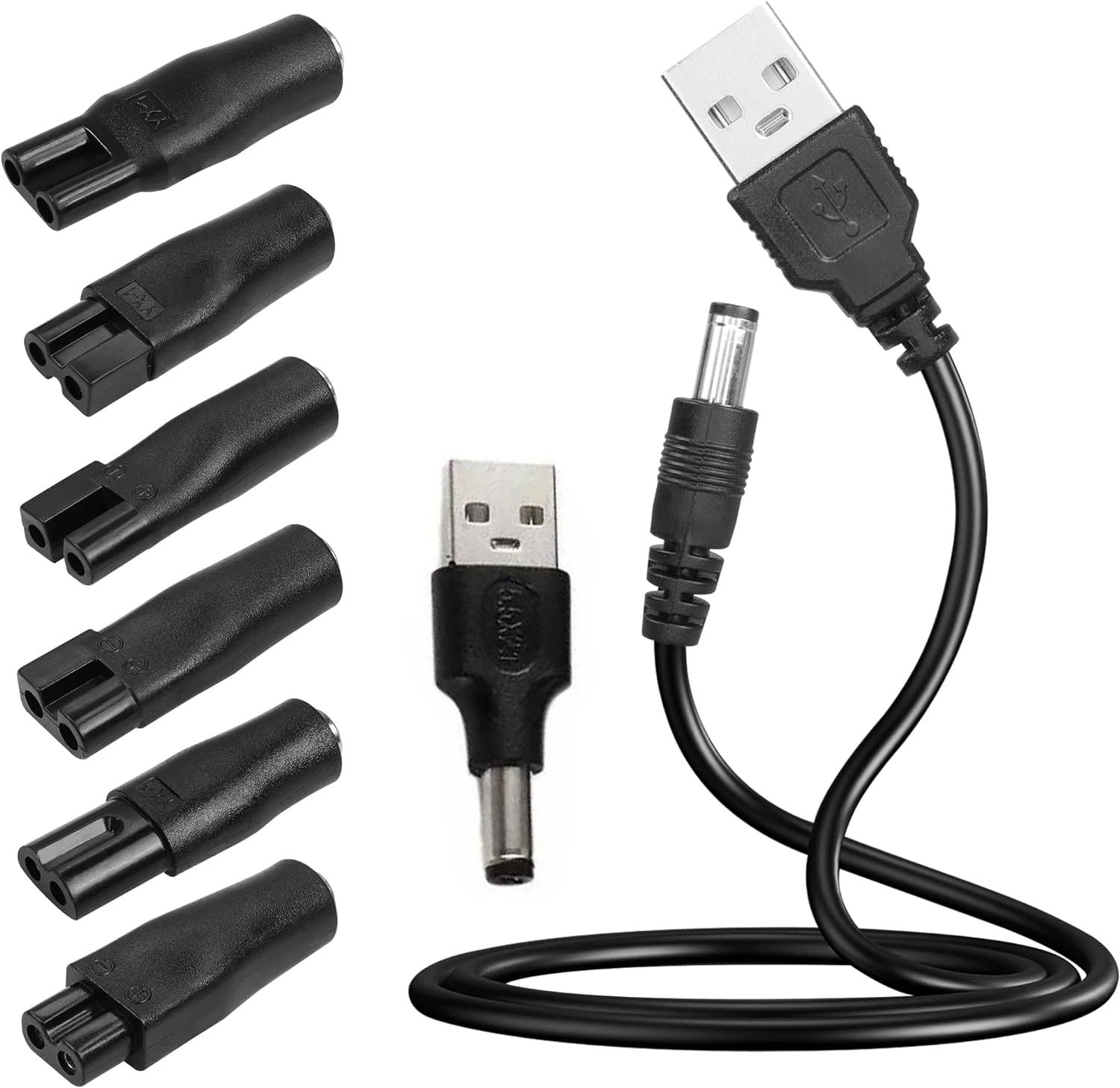 8 PCS Power Cord 5V Replacement Charger USB Adapter Suitable for All Kinds of Electric Hair Clippers