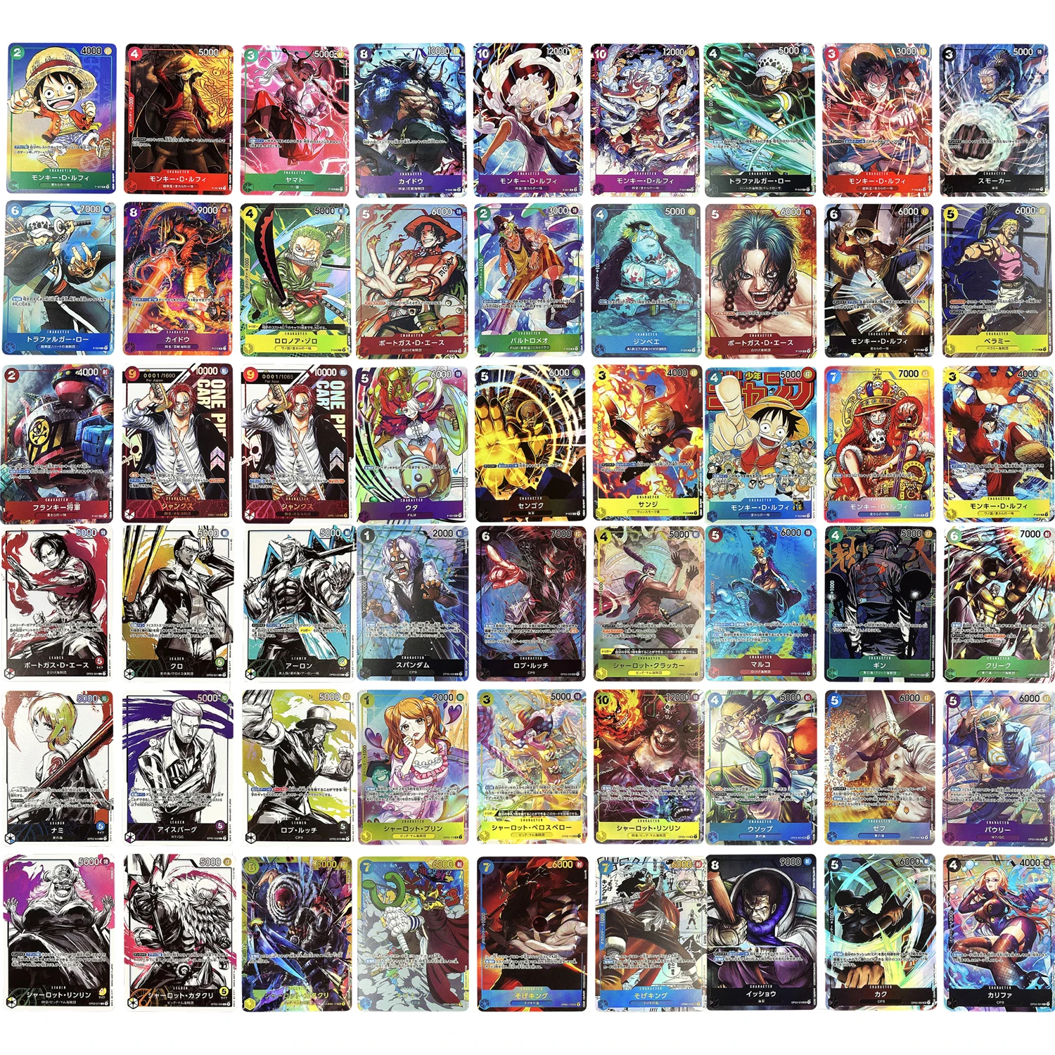 

54Pcs/set OPCG One Piece Luffy Zoro Ace Nami Uta Shanks Kaidou Flash Card Diy Gift Toy Game Anime Collection Cards