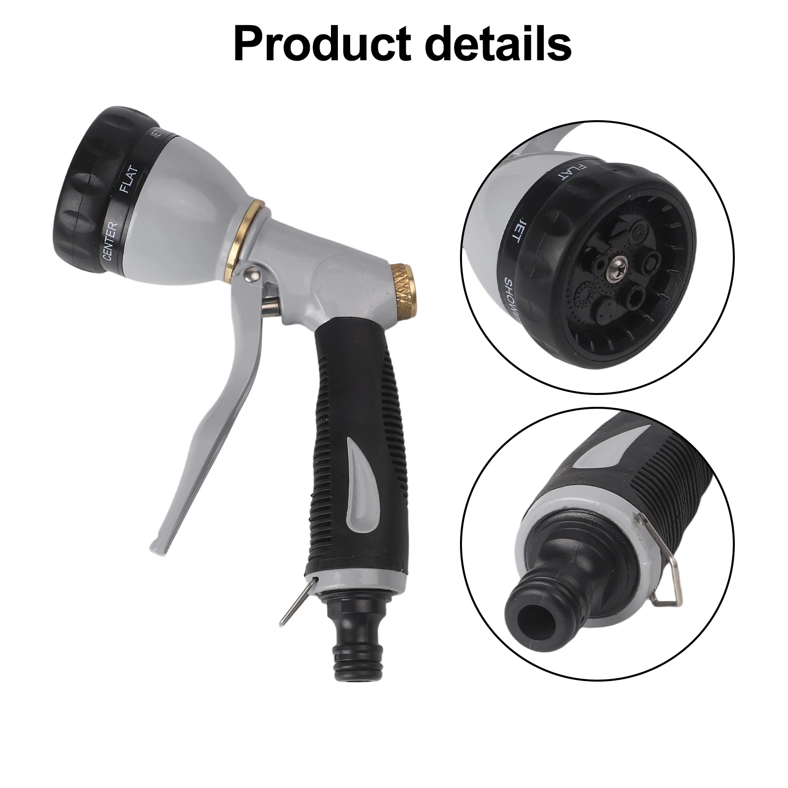 

18in 8 Spray Patterns Adjustable Garden Hose Nozzle Gardening Tool Ergonomic Grip Comfortable Use Design Efficient Water Usage