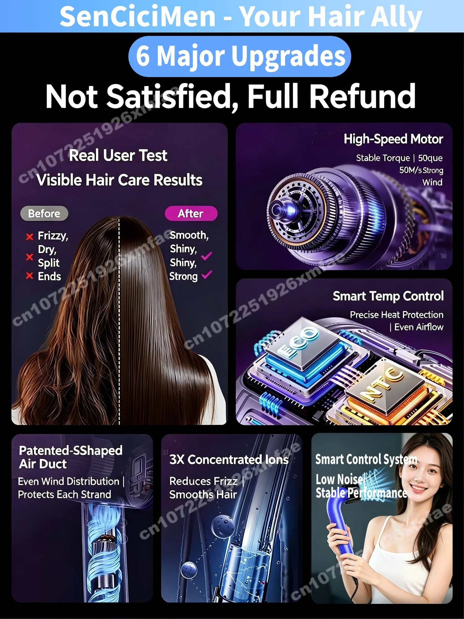 200 Million Anion Blow Dryer Professinal Leafless Hair Dryer Negative Lon Hair Care Quick Home Powerful Hairdryer Constant HD18