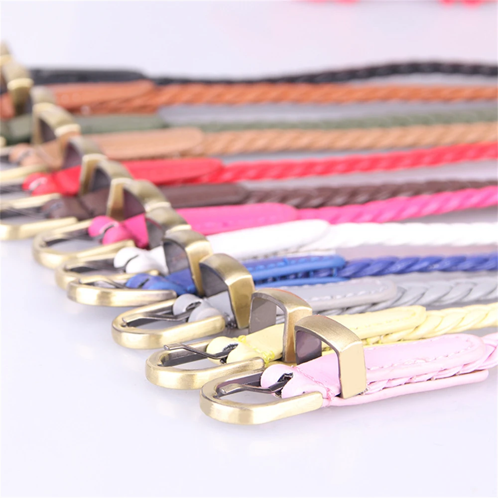 New hand-woven leather belt, pin buckle with thin belt, ladies rope K616