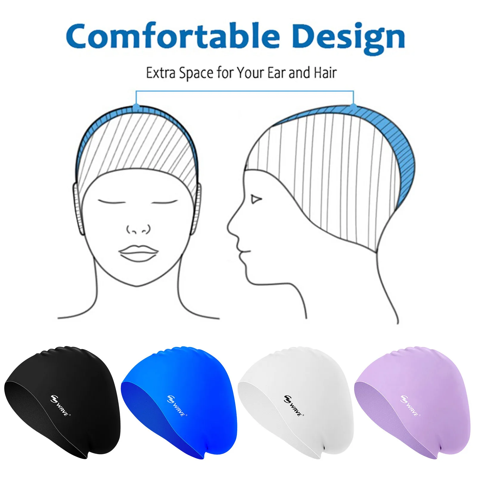 Silicone Swimming Caps Oversized Long Hair Swimming Caps Waterproof Swim Cap with Ear Protect Diving Bathing Hats Pool Accessori