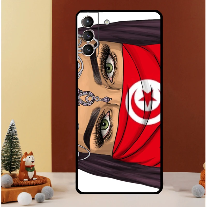 Tunisia Flag Map Case For Samsung Galaxy S23 Ultra S24 S22 Note 20 Ultra 10 Plus S8 S9 S10 S20 S21 FE Cover