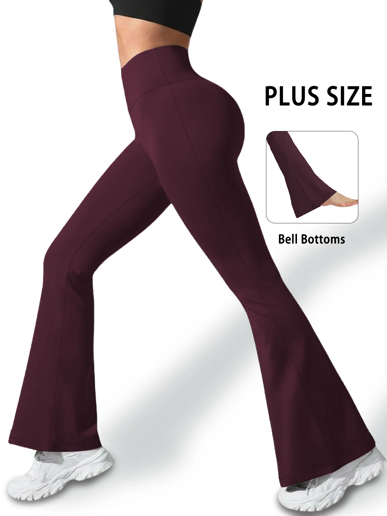 Plus Size Women's Super Soft High Waisted Flare Pants, Leggings Tummy Control S…