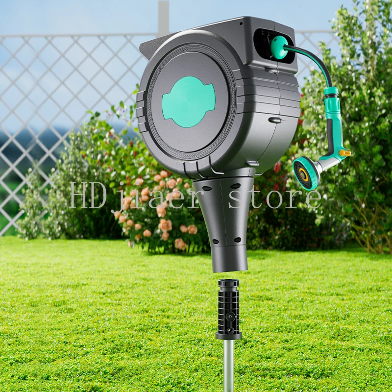 

Hot Selling Retractable Garden Hose Reel - Dual-Use (Ground & Wall Mount), Heavy Duty w/Plastic Nozzle, CNS Standard