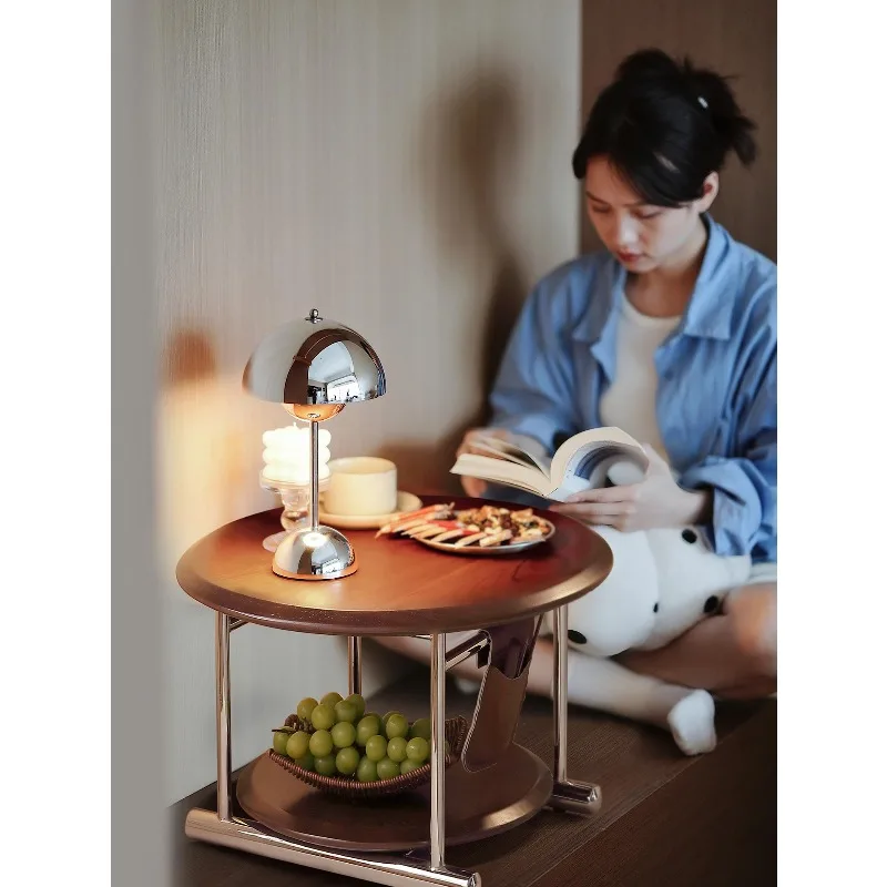 

Medieval style solid wood bay window table tatami household balcony living room sitting small edge few stainless steel