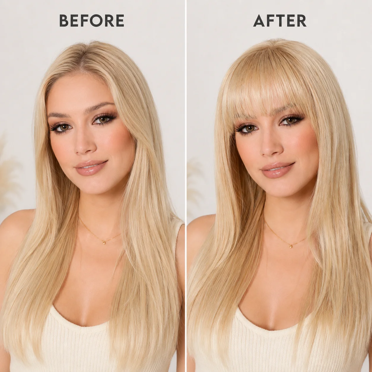 100% Human Hair Platinum Blonde Straight Bangs Upgraded 3D Air Wispy Fringe with Sideburns Clip in Hair Extensions for Women