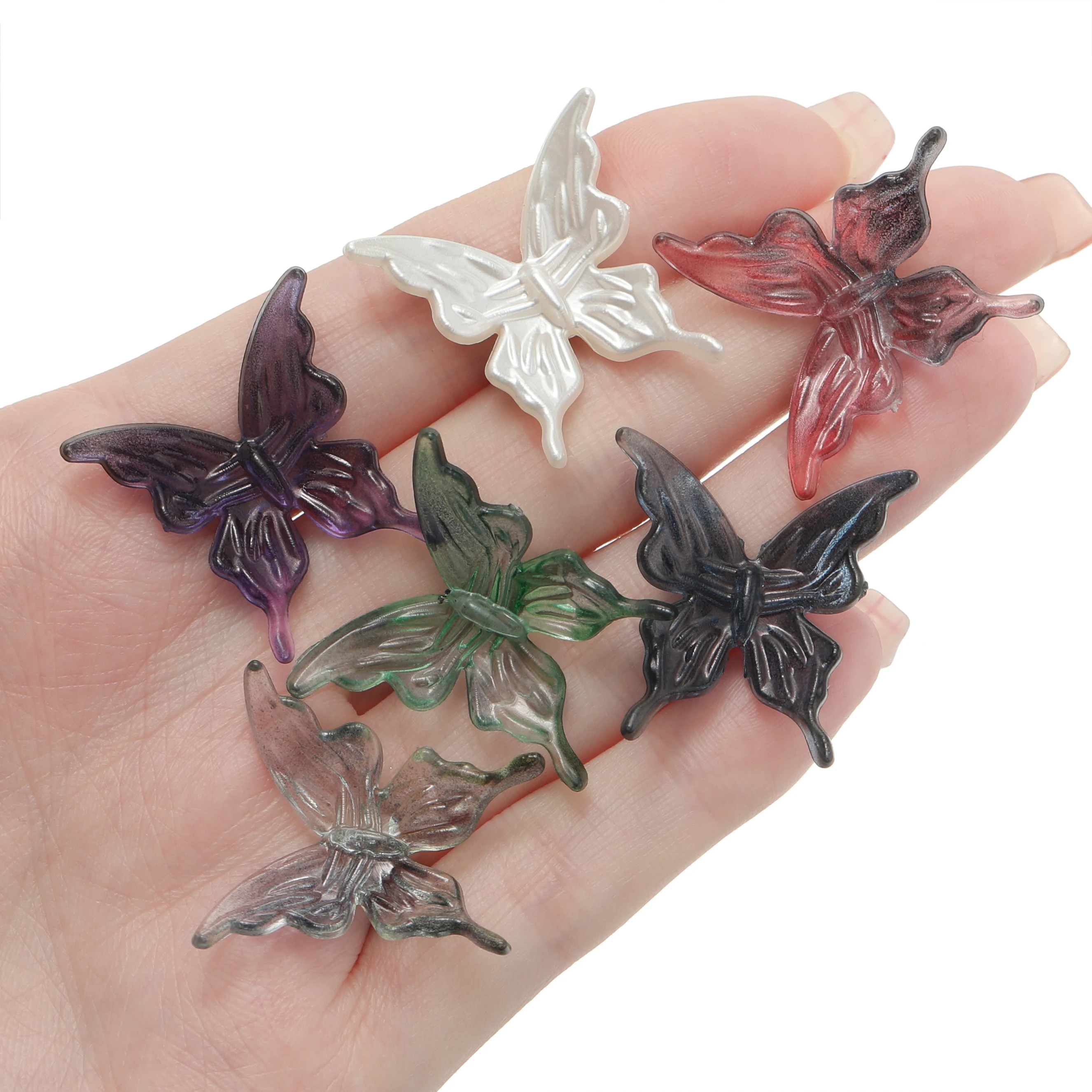 10 ピース/ロット 2 色蝶アクリルビーズルーススペーサービーズジュエリー Fingdings マーキング DIY ネックレスブレスレットアクセサリー