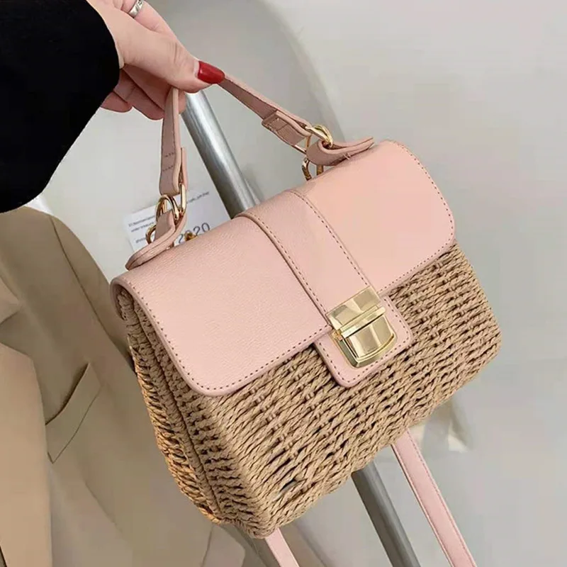 Luxury Designer Wicker Woven Rattan Bag Handbags Bohemian Straw Beach Bags for Women Shoulder Crossbody Bag Female Tote