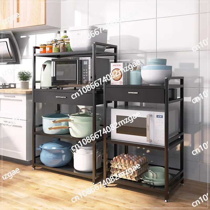 

Kitchen Shelves, Floor-to-ceiling, Multi-layer, Drawer, Microwave, Oven Rack, Multi-functional Storage Racks, Tiered Shelves