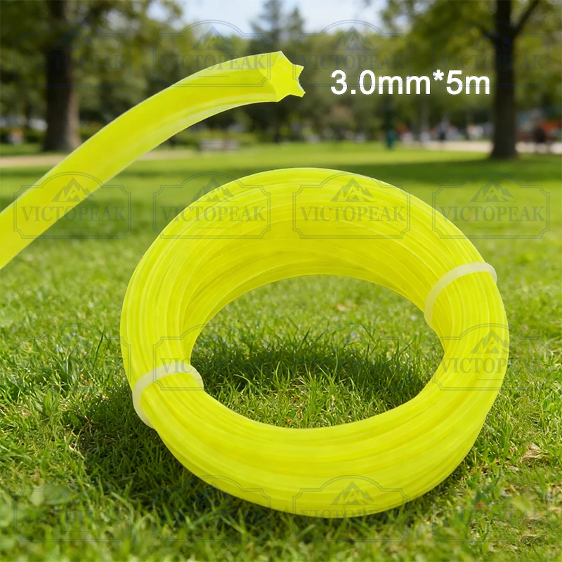 2 Stück Gartenwerkzeug-Zubehör Grasschneider-Teile Pentagon Gelb 5m 3,0mm Trimmer Gezahnte Schnur Unkraut-Ersatzteile – Detail 2