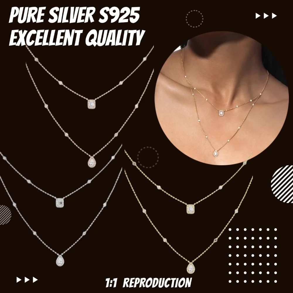 Messik Original Exquisite 2 Row Pendant Necklace Sterling Silver 925 Necklaces Luxury Brand Trend Jewelry Accessories for Gifts