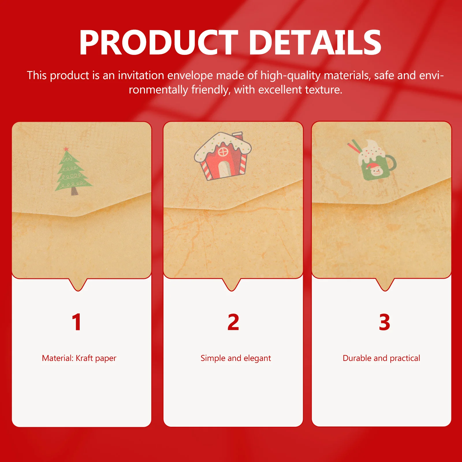 

24pcs Xmas Themed Envelope Retro Kraft Paper Greeting Cards Cover Vintage Invitation Letter Festival Wedding Birthday Business