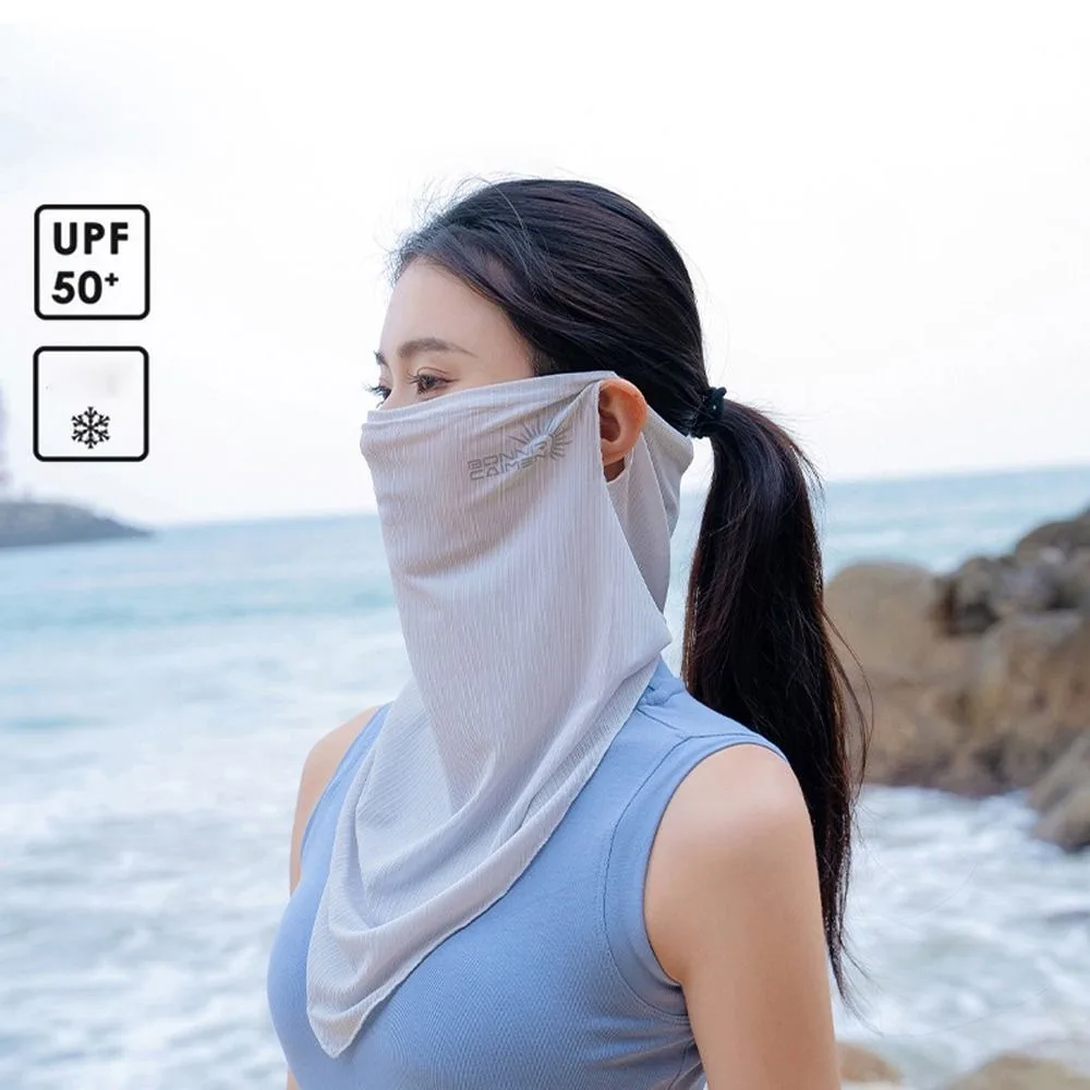 Mask Sun Protection Solid Color Outdoor Face Shield Ice Silk Womne Neckline Mask Men Fishing Face Mask Summer Sunscreen Mask