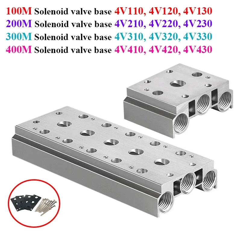 Manifold 100M 200M 300M 400M For 4V110 4V210 4V310 Pneumatic Solenoid Valves Air Exhaust Plate Base Manifold With Accessories