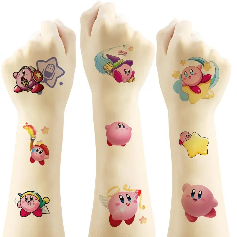 Kirby Tattoo Sticker Game Party Supplies Waterproof Tattoo Stickers Anime Figure Cartoon Cute Tatoo Children Kids Gifts Cosplay