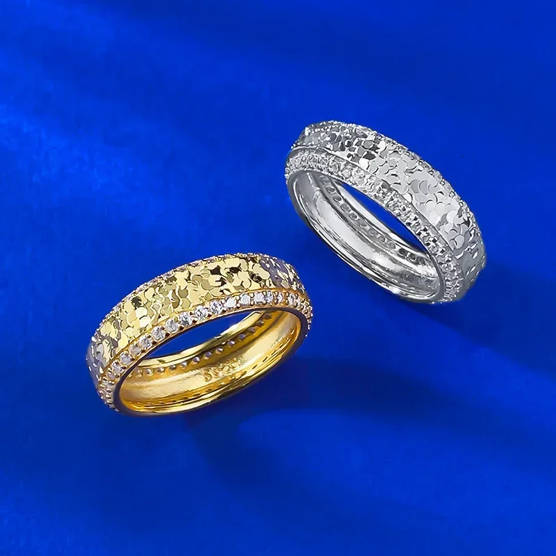 

Новое серебряное кольцо S925 с измельченным льдом, широкое издание, издание для тяжелой промышленности, NCN, процесс резки, инкрустированное серебряное кольцо, ювелирные изделия