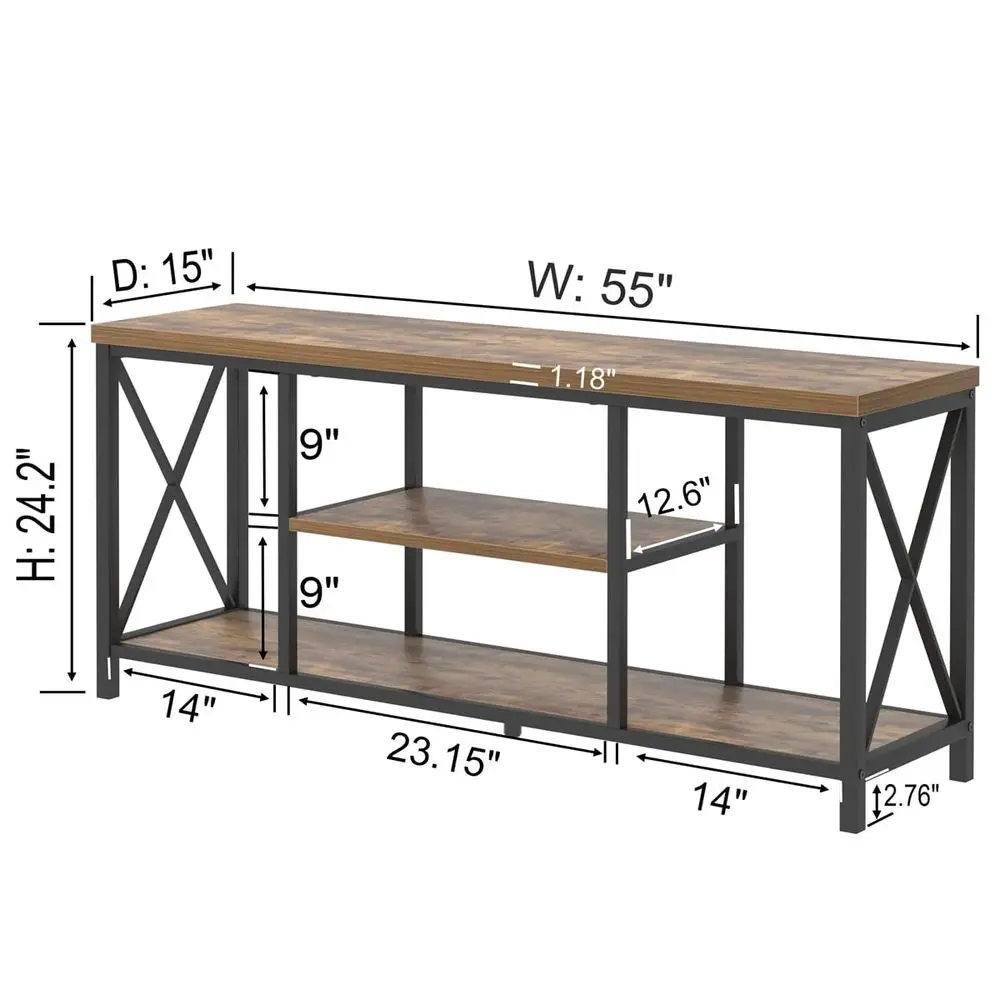 55 Inch TV Stand for Televisions up to 65 Inch, Modern Entertainment Center with Storage Shelves, Industrial Media TV Console f