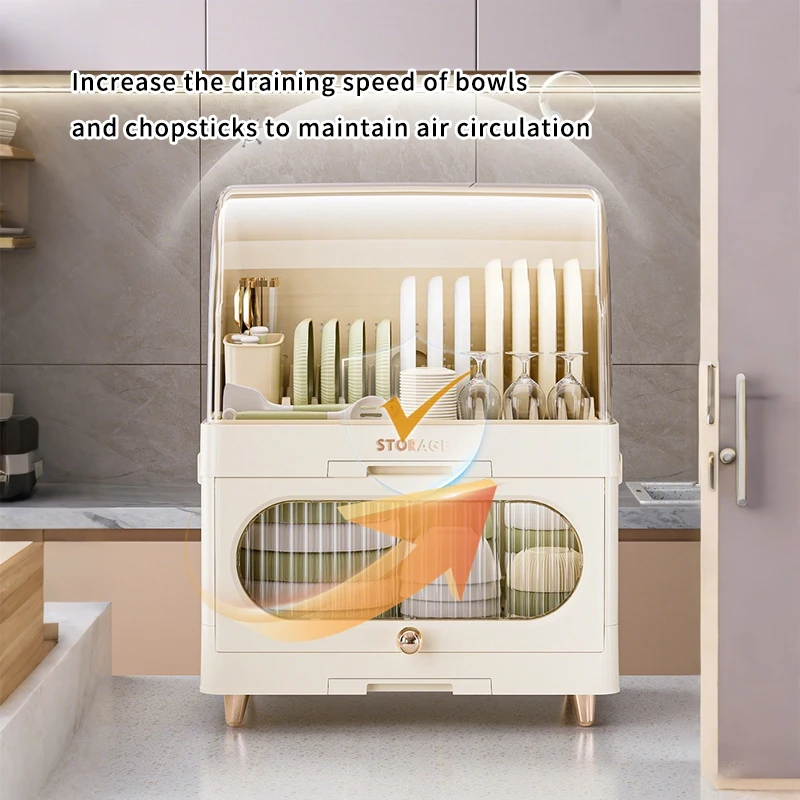 منظم أطباق بلاستيكي شفاف متعدد الوظائف مع غطاء - منظم أطباق متعدد الطبقات - حامل أطباق قابل للتكديس يناسب الخزائن القياسية - حل موفر للمساحة لغرفة المخزن/الطعام