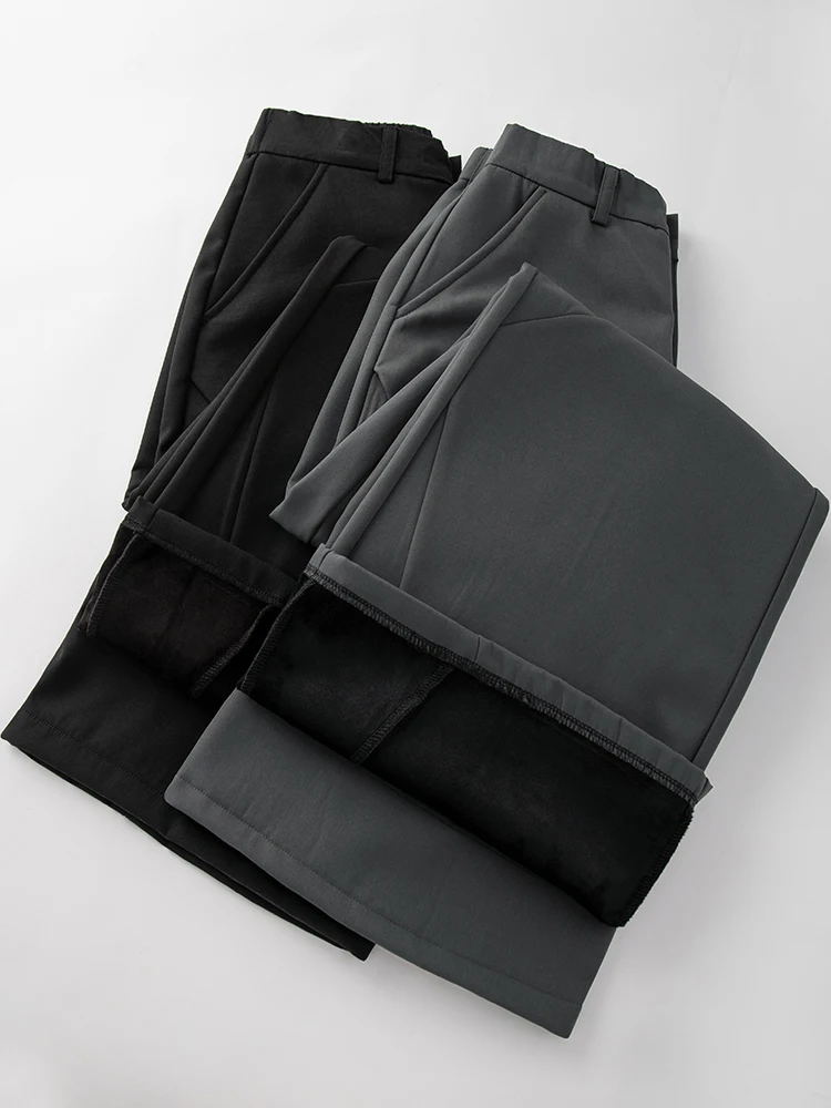 سراويل عمل نسائية من الصوف السميك، تصميم جديد للخريف والشتاء، سراويل كاجوال مستقيمة الساق، متعددة الاستخدامات يوميًا. #6