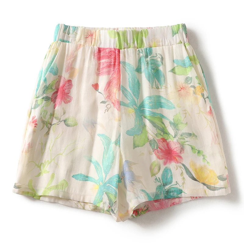 

High-End Anti-Aging Cotton Linen Women's Summer irt Loose Long Sve High Waist orts Set Sweet Sle Printed Casual Wear